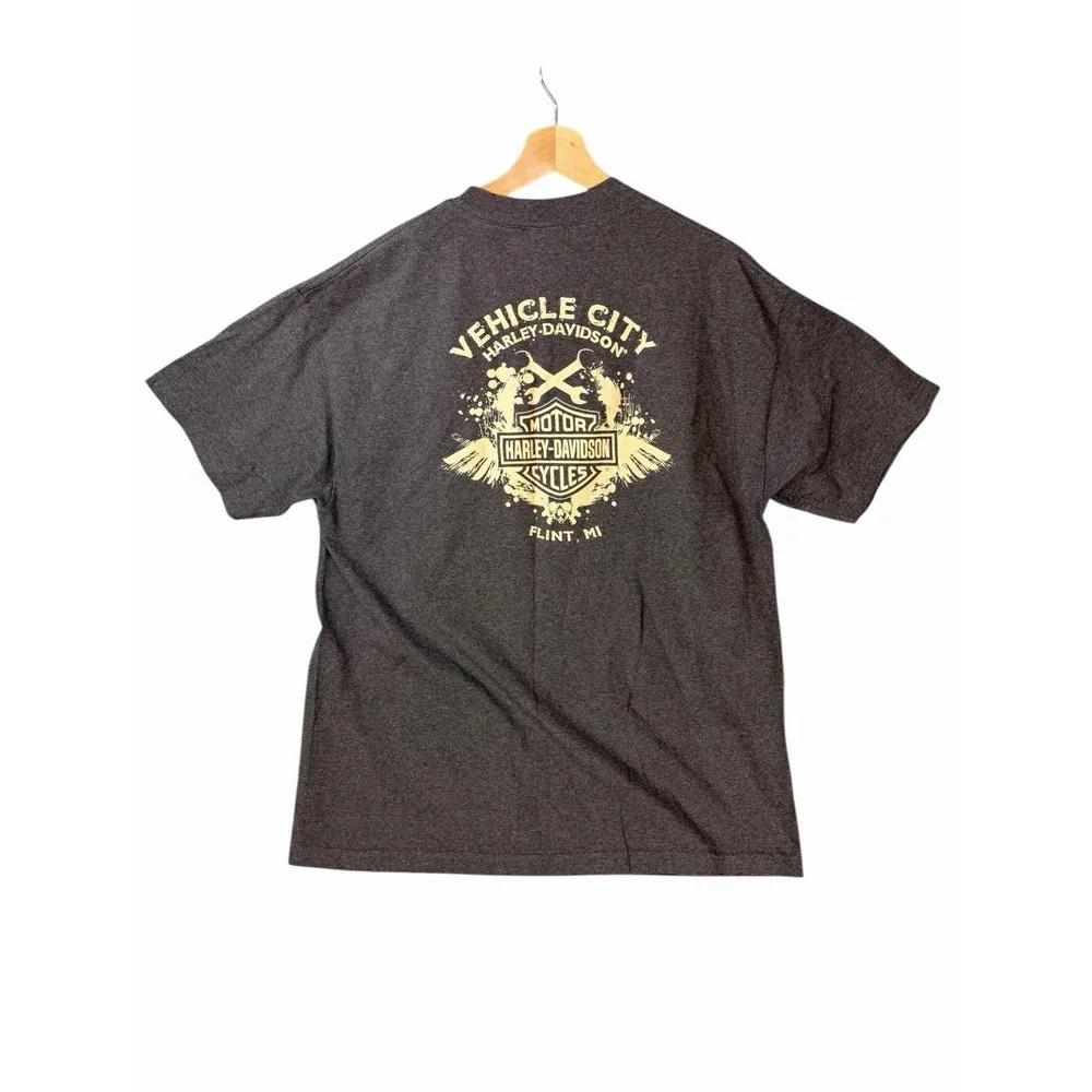 Harley-Davidson Motorcycles Eagle Graphic T-Shirt XL Gray Bravado 2009 Flint MI